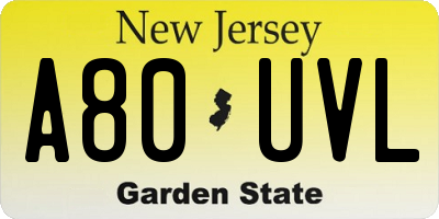 NJ license plate A80UVL
