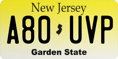 NJ license plate A80UVP
