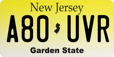 NJ license plate A80UVR