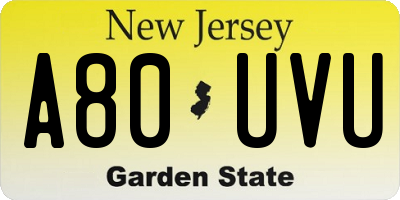NJ license plate A80UVU