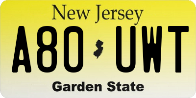 NJ license plate A80UWT