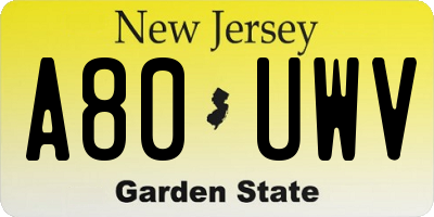 NJ license plate A80UWV