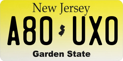 NJ license plate A80UXO