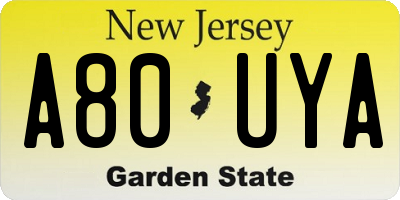 NJ license plate A80UYA