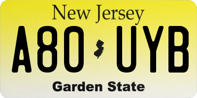 NJ license plate A80UYB