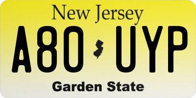 NJ license plate A80UYP