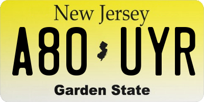 NJ license plate A80UYR