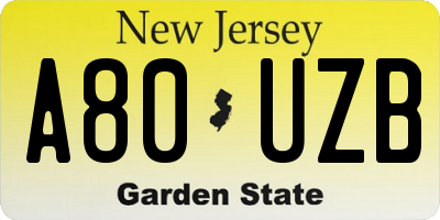NJ license plate A80UZB