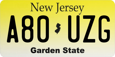 NJ license plate A80UZG