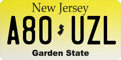 NJ license plate A80UZL