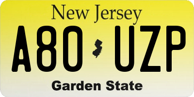 NJ license plate A80UZP