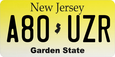 NJ license plate A80UZR