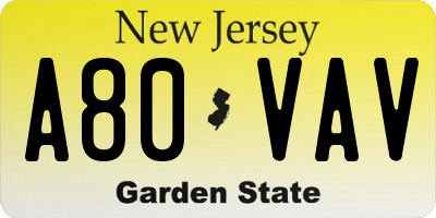 NJ license plate A80VAV