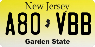 NJ license plate A80VBB