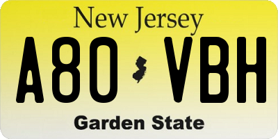 NJ license plate A80VBH