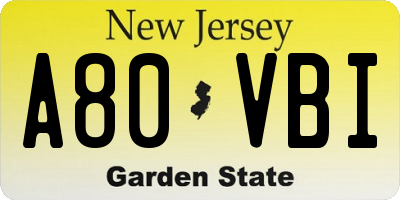 NJ license plate A80VBI