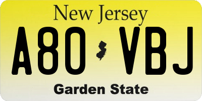 NJ license plate A80VBJ
