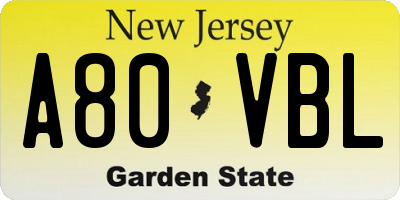 NJ license plate A80VBL
