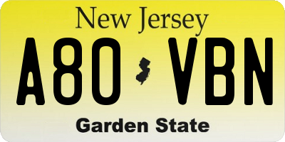 NJ license plate A80VBN