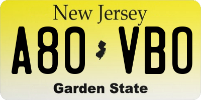 NJ license plate A80VBO