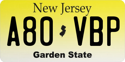 NJ license plate A80VBP