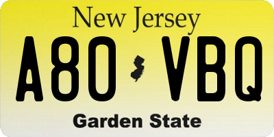 NJ license plate A80VBQ