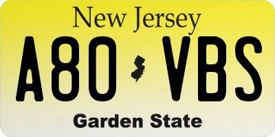 NJ license plate A80VBS