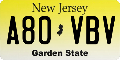 NJ license plate A80VBV