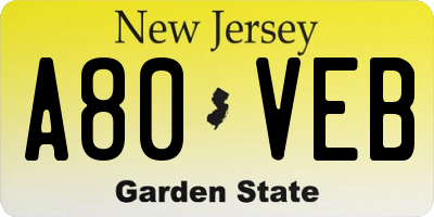 NJ license plate A80VEB