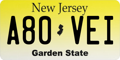NJ license plate A80VEI