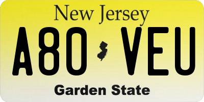 NJ license plate A80VEU