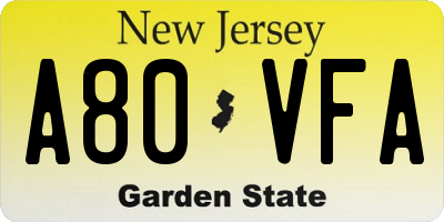 NJ license plate A80VFA