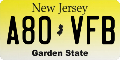 NJ license plate A80VFB