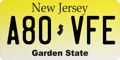 NJ license plate A80VFE