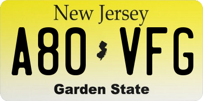 NJ license plate A80VFG