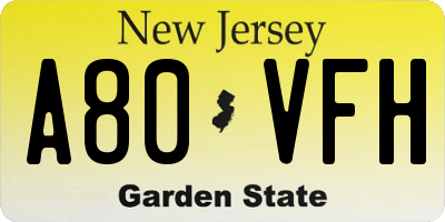 NJ license plate A80VFH