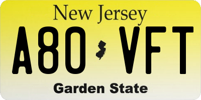NJ license plate A80VFT