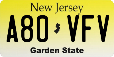 NJ license plate A80VFV