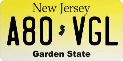 NJ license plate A80VGL