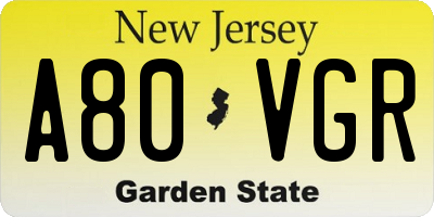 NJ license plate A80VGR