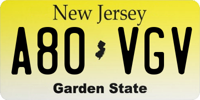 NJ license plate A80VGV