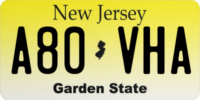 NJ license plate A80VHA