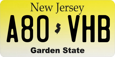 NJ license plate A80VHB