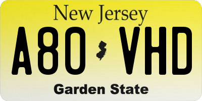 NJ license plate A80VHD