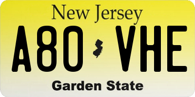 NJ license plate A80VHE