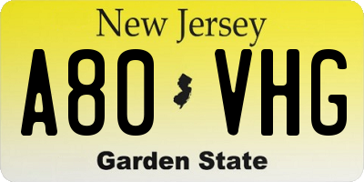 NJ license plate A80VHG