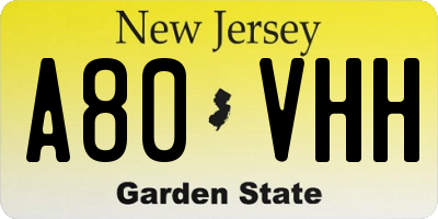 NJ license plate A80VHH