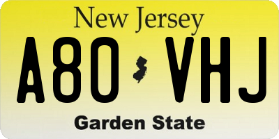 NJ license plate A80VHJ