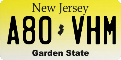 NJ license plate A80VHM