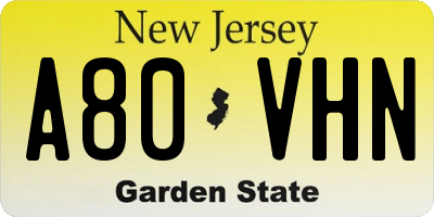 NJ license plate A80VHN